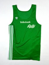 Vintage Adidas Trefoil Singlet Tank Top Green LC Brühl Volksbank Running Jersey