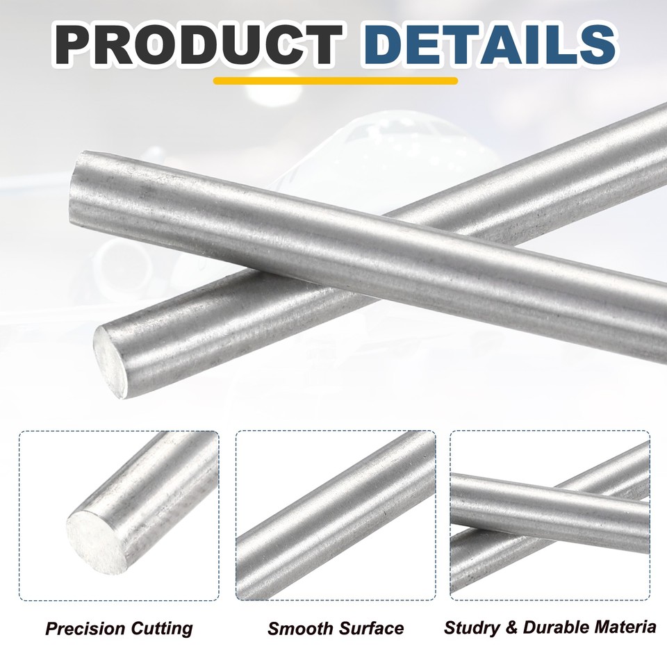 10Pcs 304 Stainless Steel Round Rod, Metal Solid Shaft Rods, 8x0.20" | eBay