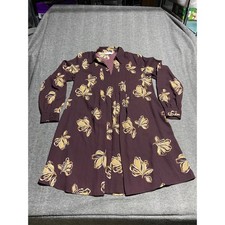 Nine West Tunic Dress Floral Pleated Front Long Sleeve S Flowy Fall