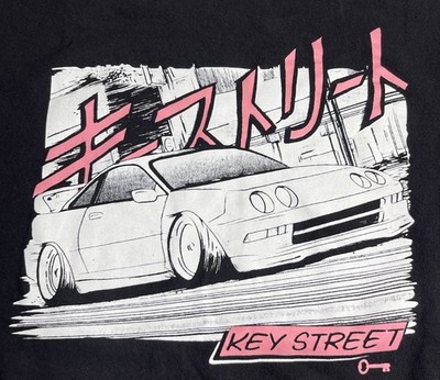 Key Street Shirt Mens Sz L Black Japanese Car Graphic Hu Streetwear Tee