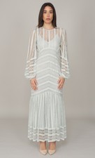 ABITO LUNGO TWINSET CON PIZZO E RIGHE DA DONNA - 261TP2542