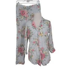 Lauren Ralph Lauren Floral Pajama Set Womens Size Small Blue Lightweight 2 Piece