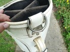 Vintage Ping 9" White Vinyl and Leather Staff Golf Bag w Rain Hood — photo 10