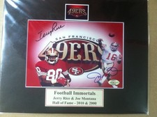 Autograph Joe Montana, Jerry Rice 5x7 matted to 8x10 color photo w/coa
