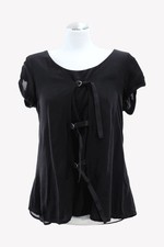 Reiss Damen Oberteil Gr. 32 (UK 6) Schwarz Bluse Blouse Top Kurzarm