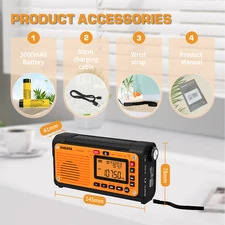 Emergency Crank Weather Portable Radio D-608WB AM/FM/SW/NOAA Alert SOS Receiver
