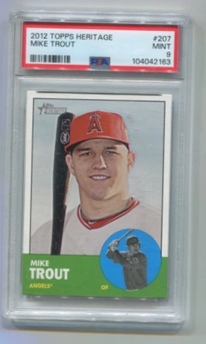 2012 Topps Heritage - MIKE TROUT - Card #207 1st Heritage Card - ANGELS  PSA 9
