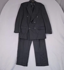J.D. Christopher Men's Black Wool Blend Double Breasted Suit 42R Pants 36
