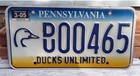 Rare Pennsylvania (PA) Ducks Unlimited (DU) Embossed License Plate (DU00465) — photo 1