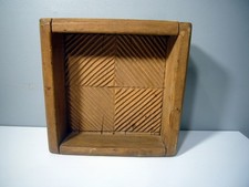 ANTIGUO MOLDE DE MANTEQUILLA 8x8 cuadrado geométrico madera primitiva patrón floral