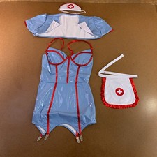 Costume Roma donna piccolo blu rosso bianco 4 pezzi retrò infermiera sexy halloween outfit