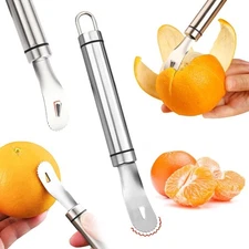 Stainless Steel Orange Peeler Tool with Long Handle and Triangular Blade Easy