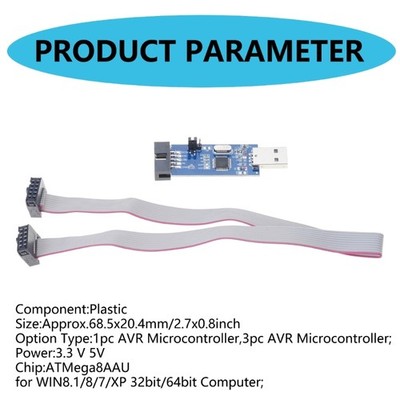 AVR USB ISP Asps Microcontroller Programmer Downloader with Cable Adapters