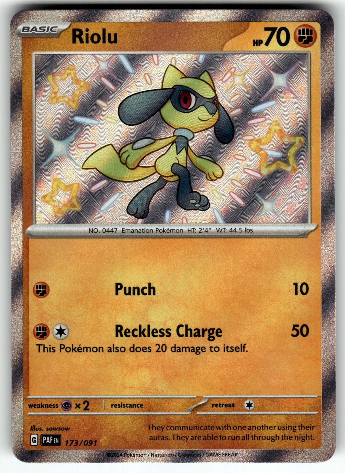 Riolu 173/091 SV: Paldean Fates LP Pokemon Card TCG