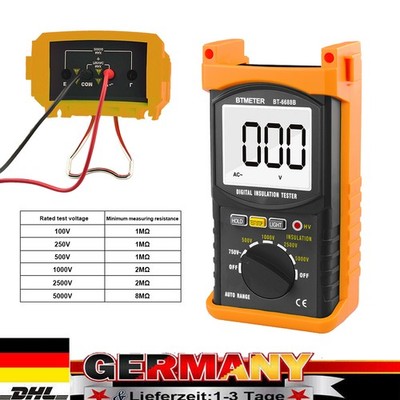 BTMETER Digital Isolationsmessgerät MegOhmmeter 200GΩ/5000V Megger Insulation