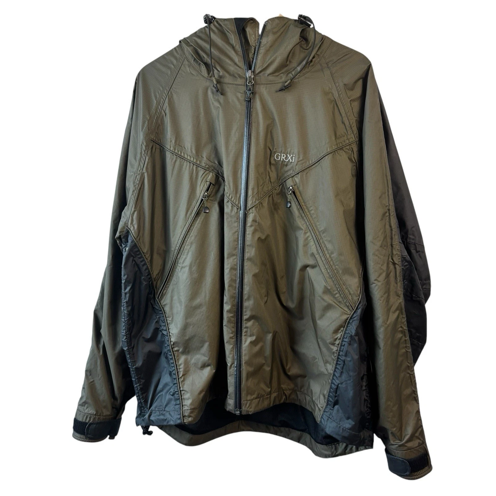 Greys Mens Jacket XL Fishing Grxi 100% Nylon Vented Back Green Black Full Zip