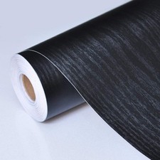 Black Wood Contact Paper 17.7x78.7in Peel and Stick Waterproof for Cabinets