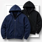 Heavyweight Full Zip Hoodie Warm Lined Unisex Jumper Black Navy Jacket S-3XL