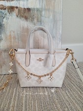 NWT Coach City Mini Tote Bag In Signature Canvas CW032 With Floral Chains