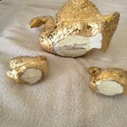 Vtg. 3pc. set of mother & babies weeping 24k gold ceramic pottery swans — photo 6