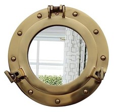 10inch Nautical Decor Porthole Wall Mirror, Polished Mirror 10"L x 10"W Brass