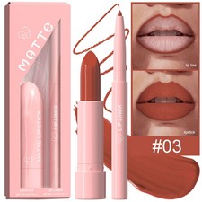 Women Matte Easy To Apply 2-in-1 Lip Liner  Lipstick 2-in-1 Kit Portable