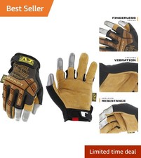 Professional Carpenter’s Leather Gloves, Fingerless XL - Brown/Black M-Pact