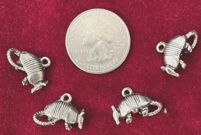 Armadillo - Silver Colored Charms - Qty 4