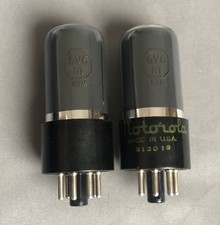 1950 Sylvania 6V6GT Tubes Matched Pair Smoked Glass labeled Motorola Test NOS