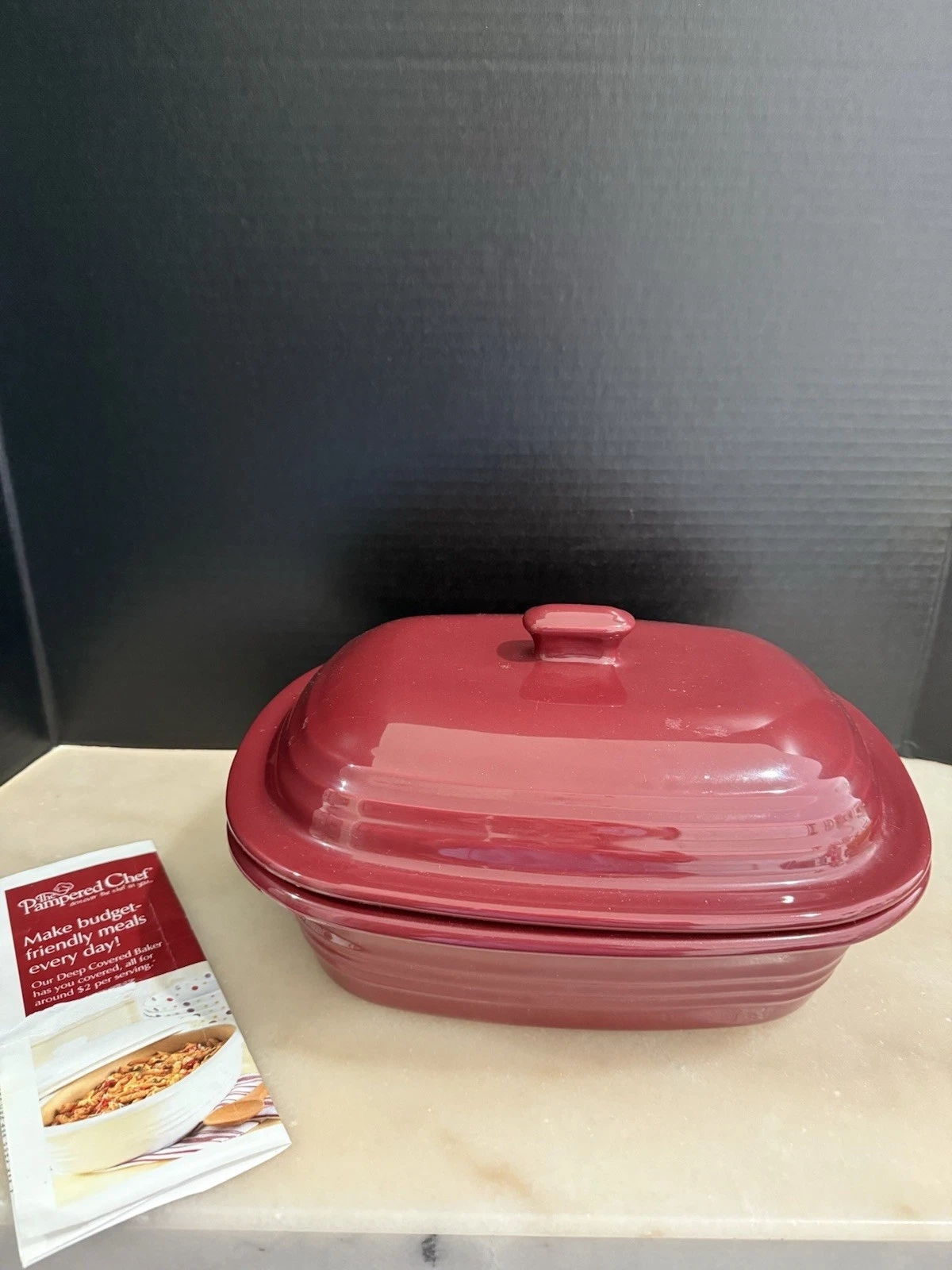 Pampered Chef Deep Covered Baker Versatile Stoneware for Baking Roasting