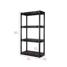 4-Shelf Standard Duty Plastic Storage Shelves 56" x30"x13.88" 280lb Shelves Unit