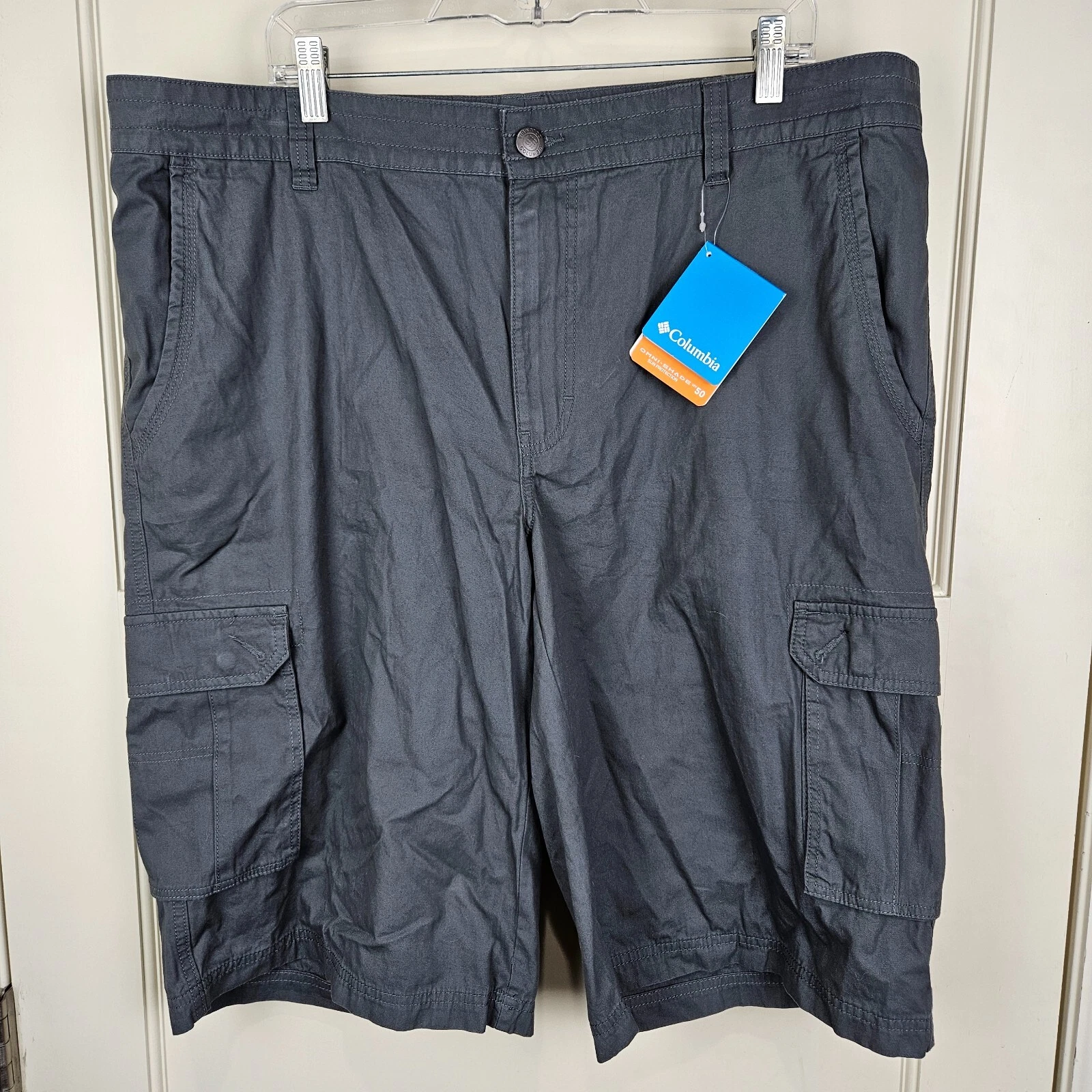 Columbia Mens Size 42 Porter Butte Cargo Shorts Charcoal Gray Hike Camp - NEW