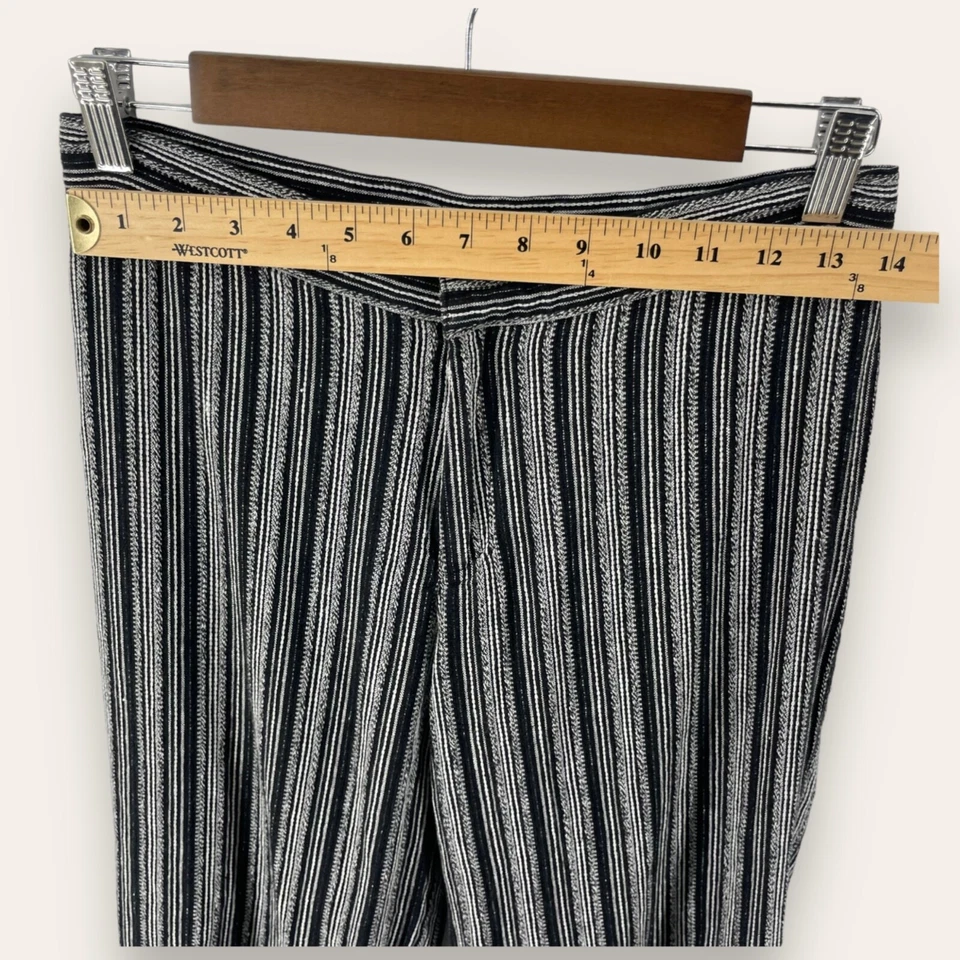 Philippe Adec Paris Black Stripe Textured Pants Size 4 - Image 3 of 4