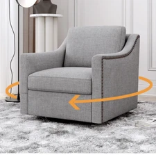 Swivel Accent Chair Armchair Fabric Arm Chair Sofa Living Room Bedroom Nailhead