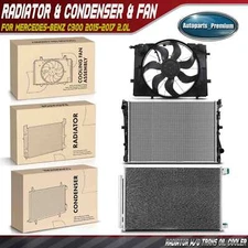 Radiator & AC Condenser & Cooling Fan w/ Brushless Motor for Mercedes-Benz C300