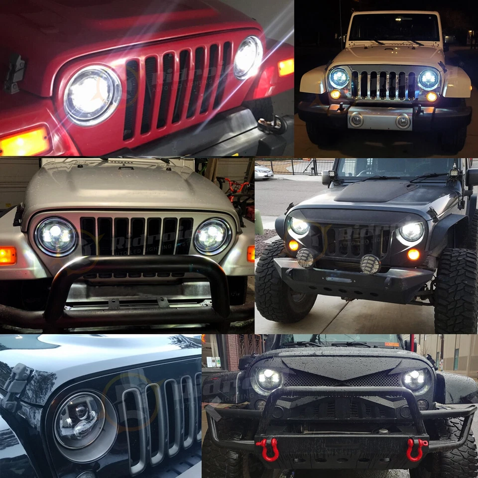 Faro proyector LED redondo de 7 pulgadas haz alto/bajo para VW Beetle 1950-1979 par Foto 2 de 4