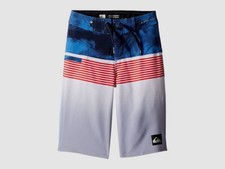  119 Quiksilver Kid's Boys White Draw String Board Shorts Swim Wear Size 30