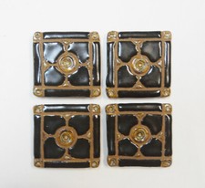 DOGWOOD MOSAIC TILES Handmade Ceramic Grouted Craft Tiles Gloss Black Set of 4