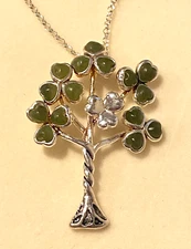 Sterling Silver Tree with Connemara Marble 3 Leaf Clovers J.C. Walsh & Sons NEW