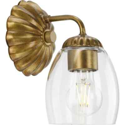 Progress Lighting Quillan 5 in. 1-Light Soft Gold Vanity Light with Clear Glass