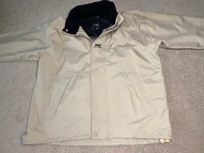 HELLY HANSEN HELLY TECH Rain Jacket Mens BEIGE  Hooded - Size Medium