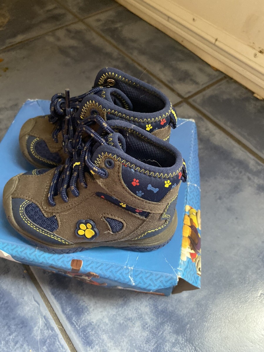 Paw Patrol Hiker Boots Spin Master Grey Blue Yellow Size 6