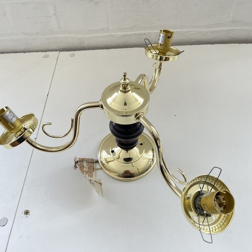 3 ARM BRASS VINTAGE CEILING LIGHT FLUSH GOLD WOOD RETRO 9” - Picture 4 of 6