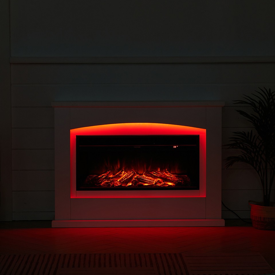 34" Electric Fireplace Mantel Suite LED Farmhouse TV Stand Fire Stove