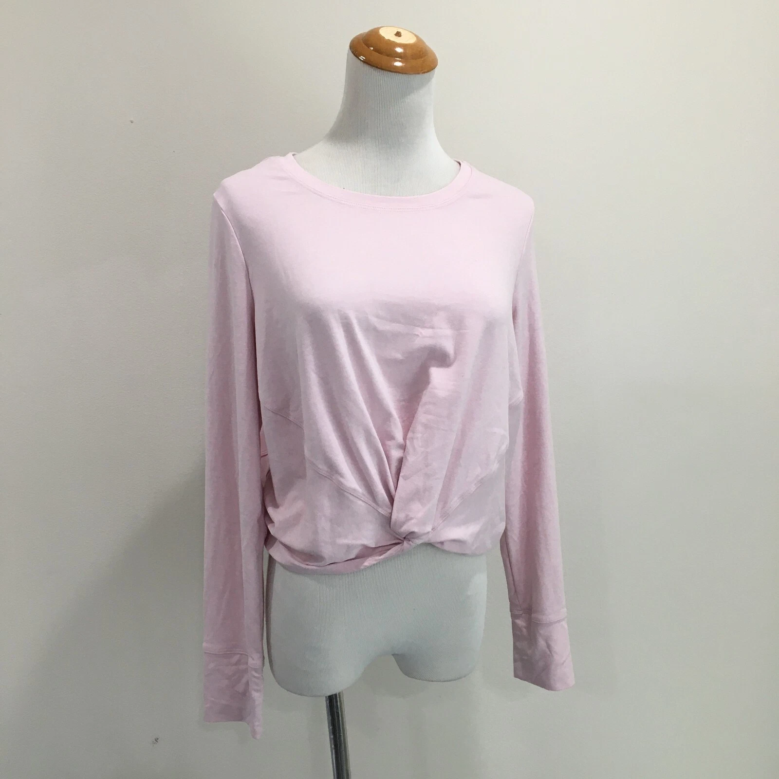 yogalicious knot front hem long sleeve shirt