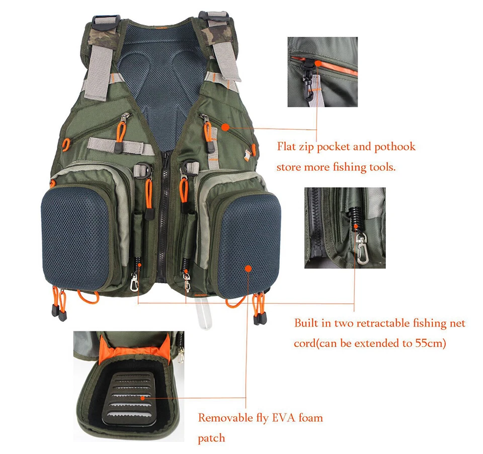 Kylebooker Fly Fishing Backpack Adjustable Mesh Vest Pack for Outdoor Gear - Image 2 of 4