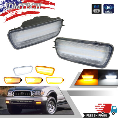 Clear Switchback LED Front Bumper Turn Signal Lights For 2001-2004 Toyota Tacoma