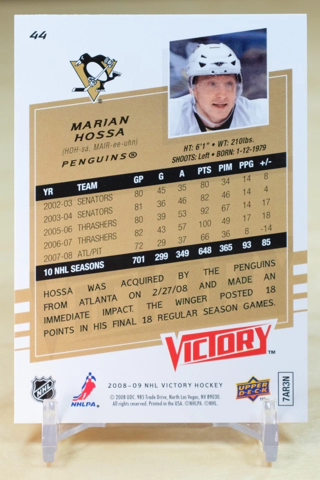 2008-09 Upper Deck Victory Base #44 Marian Hossa - Pittsburgh Penguins - Image 2 of 2