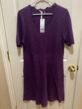 New Women’s NY Collection Knit Sweater Dress Knee Length Plum Purple Size Large