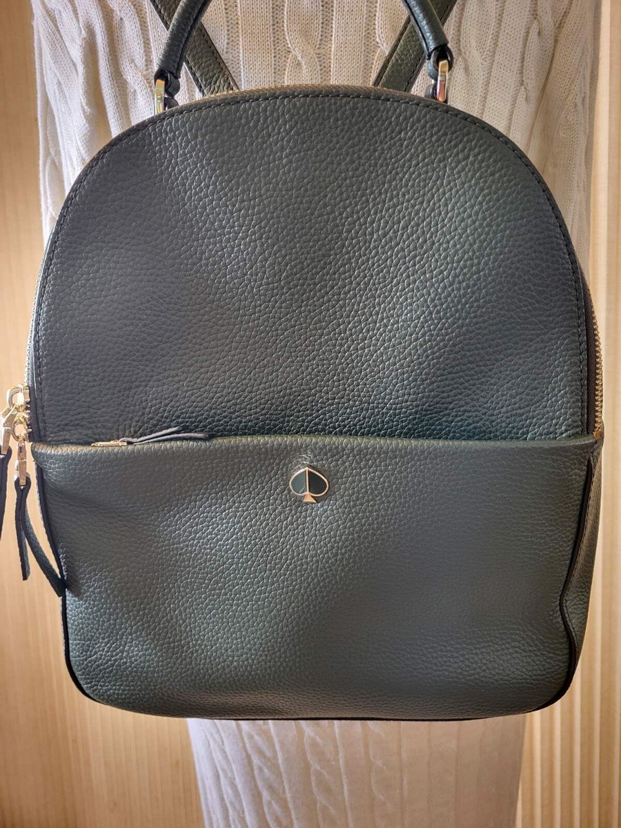 KATE SPADE Medium Polly Evergreen Green Leather Backpack 12  display picture 2